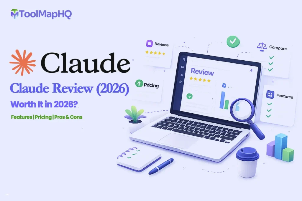 Claude Review (2026) featuring Claude AI with overall rating, pricing, pros, and cons.