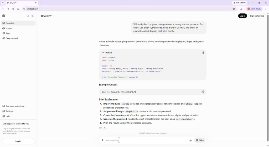 ChatGPT helping with code generation and debugging