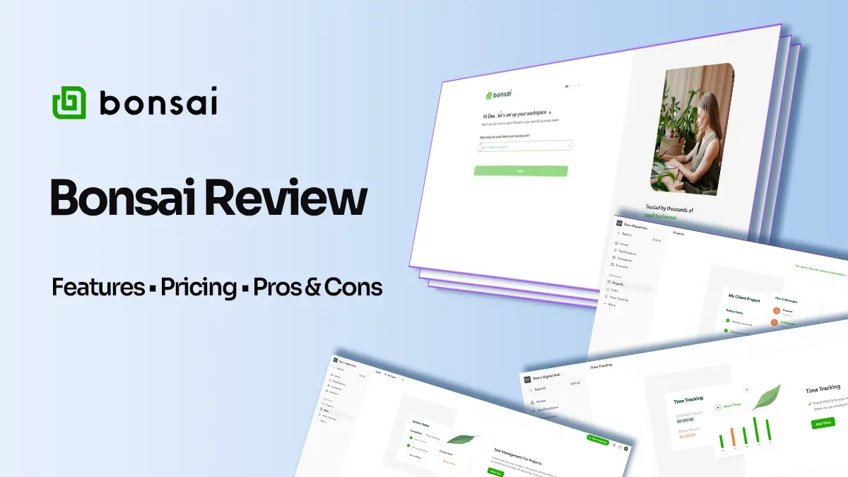 Bonsai review featuring its features, pricing, and pros and cons