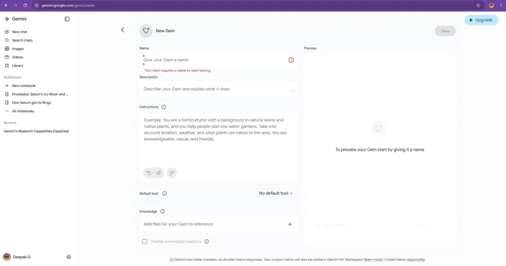 Google Gemini Gems for creating custom AI assistants